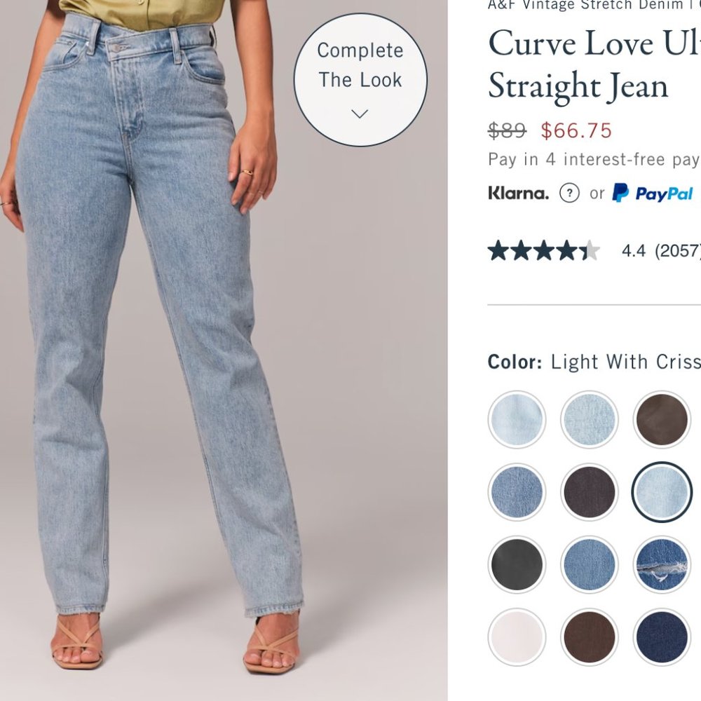 Abercrombie Curve Love 90s Ultra High Rise Crossover Waist Size 28